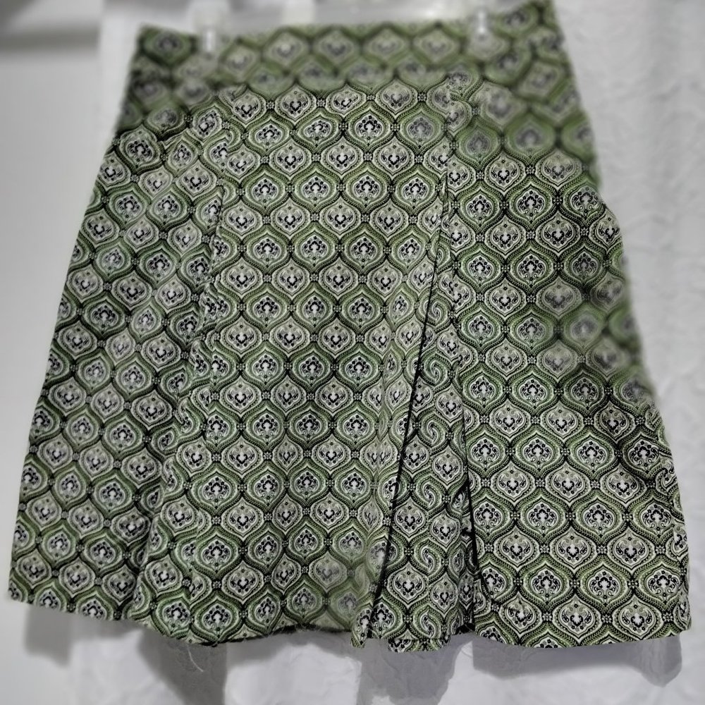 George Designs by Mark Eisen Skirt Pleated Size 12 Green Pockets Side Zip 001 - Picture 10 of 12